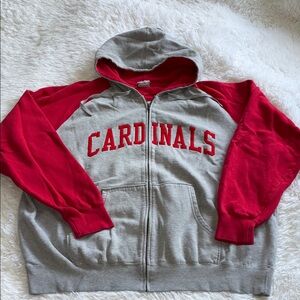 XXXL STL Cardinals Zip-Up Hoodie Gray & Red
